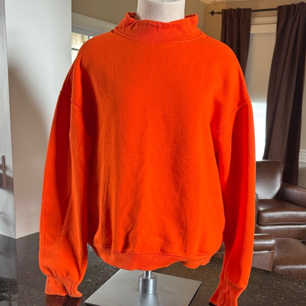 Bright Orange Mock Neck Sweatshirt